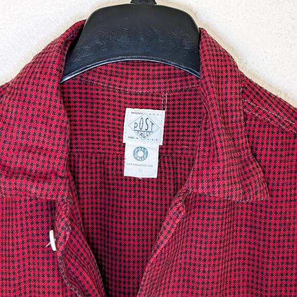 Post O'ALLS Men's Button up Shirt Red Mini check Size Medium - Picture 4 of 8